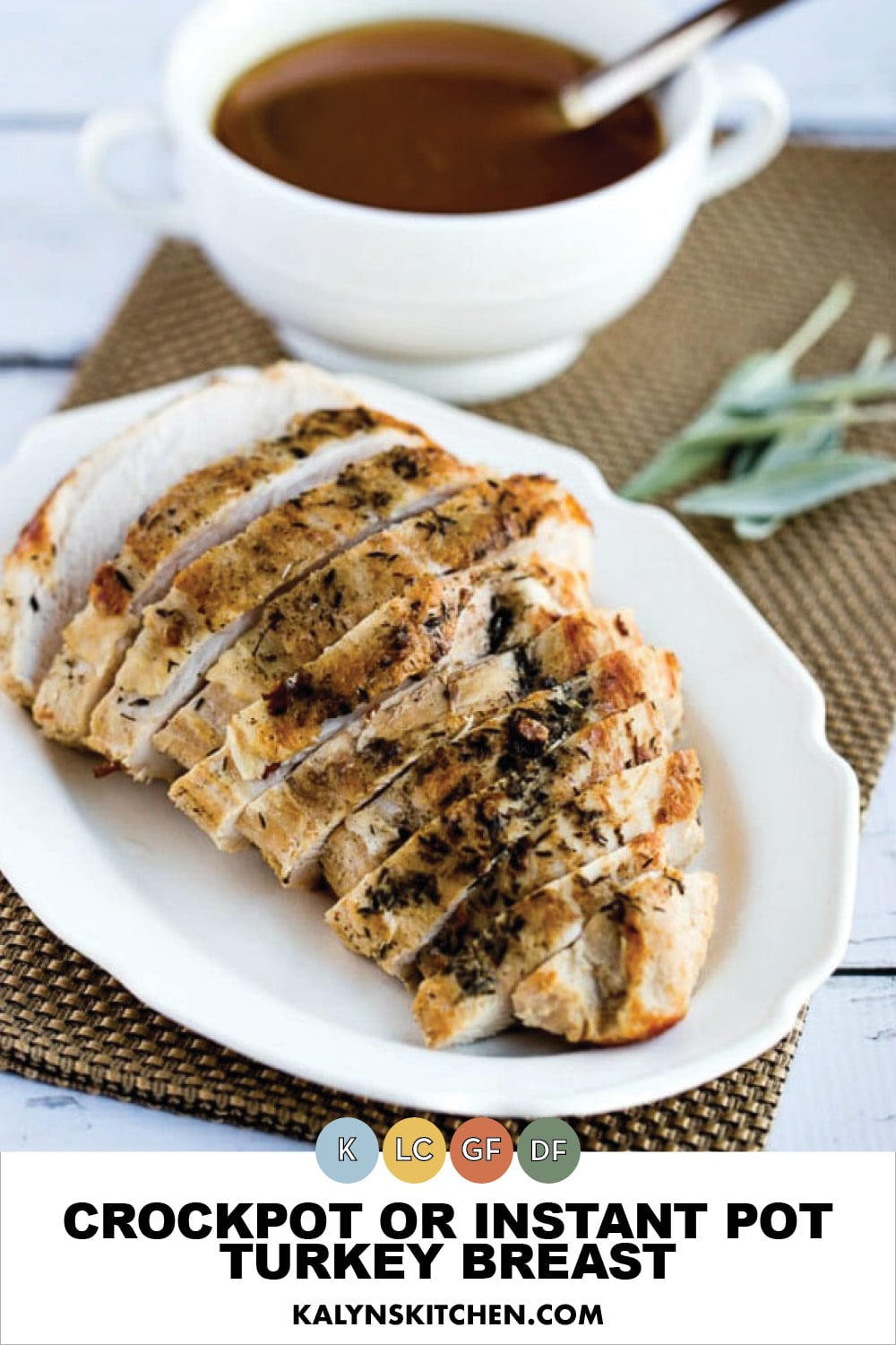 Pinterest image of CrockPot or Instant Pot Turkey Breast