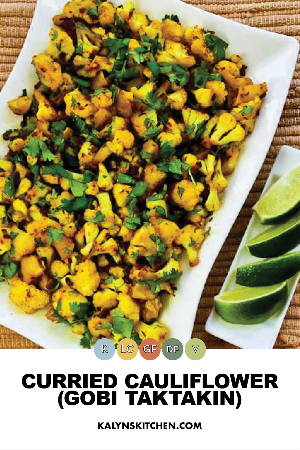 Pinterest image of Curried Cauliflower (Gobi Taktakin)