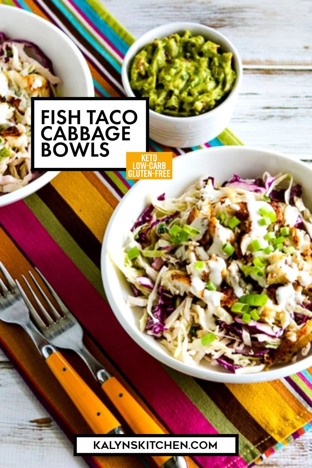 Pinterest image of FISH TACO CABBAGE BOWLS