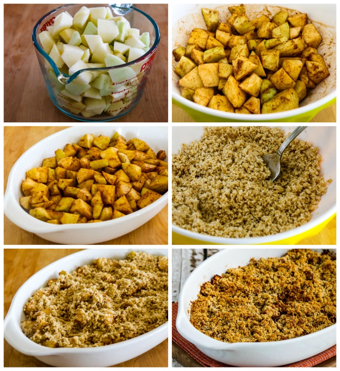 Low-Sugar Flourless Vegan Apple Crisp process shots collage