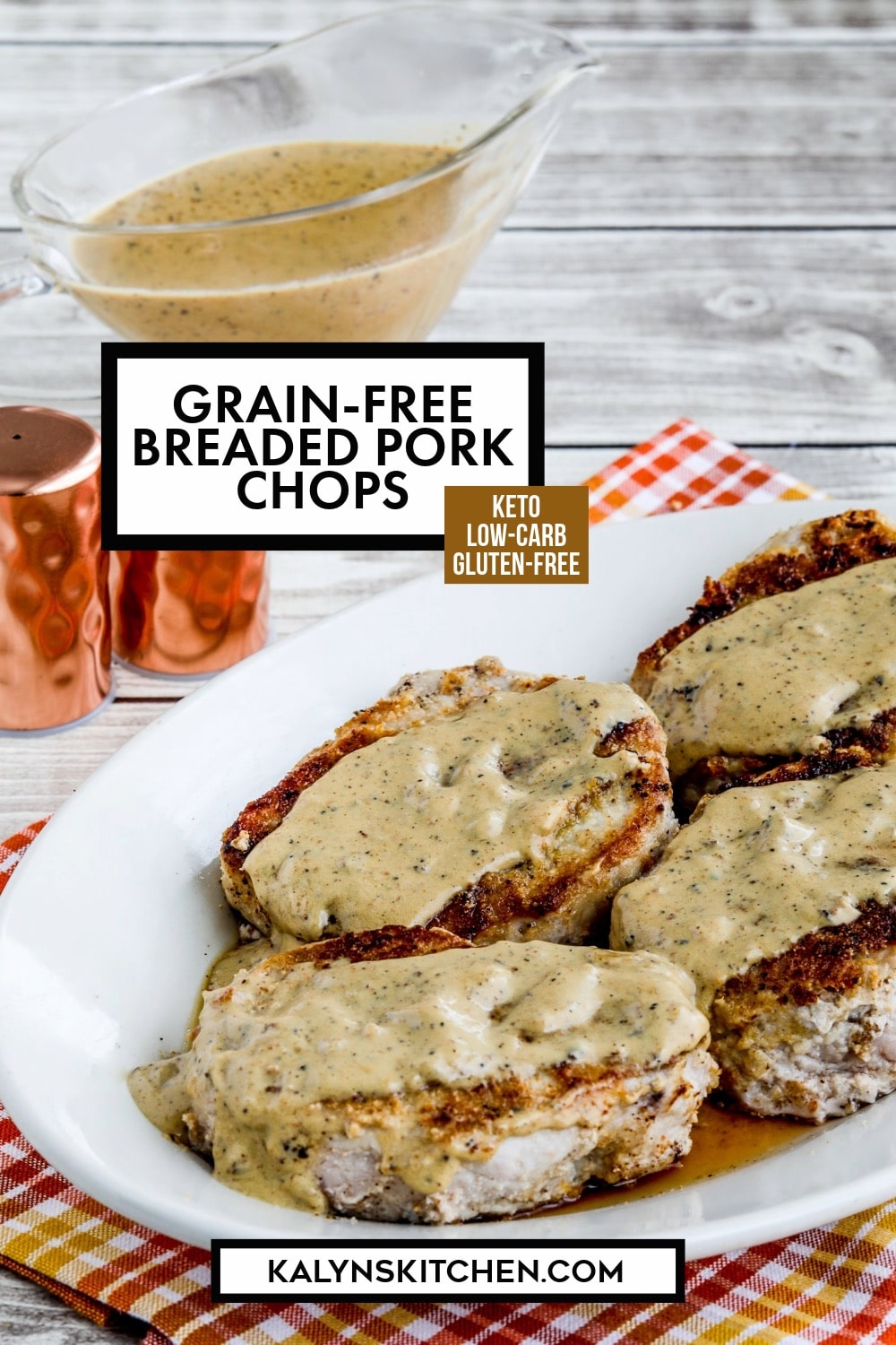 Pinterest image of Grain-Free Breaded Pork Chops