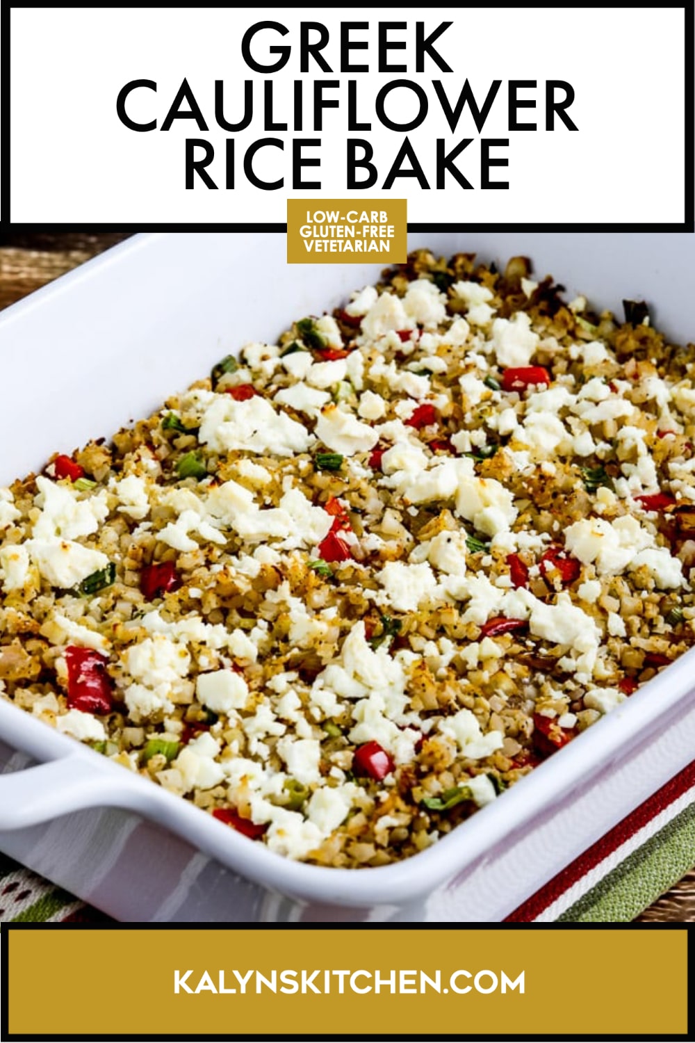 Pinterest image of Greek Cauliflower Rice Bake