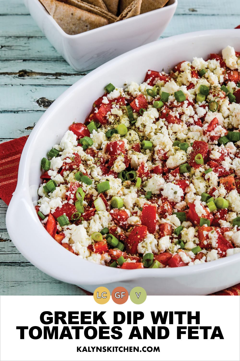 Pinterest image of Greek Dip with Tomatoes and Feta