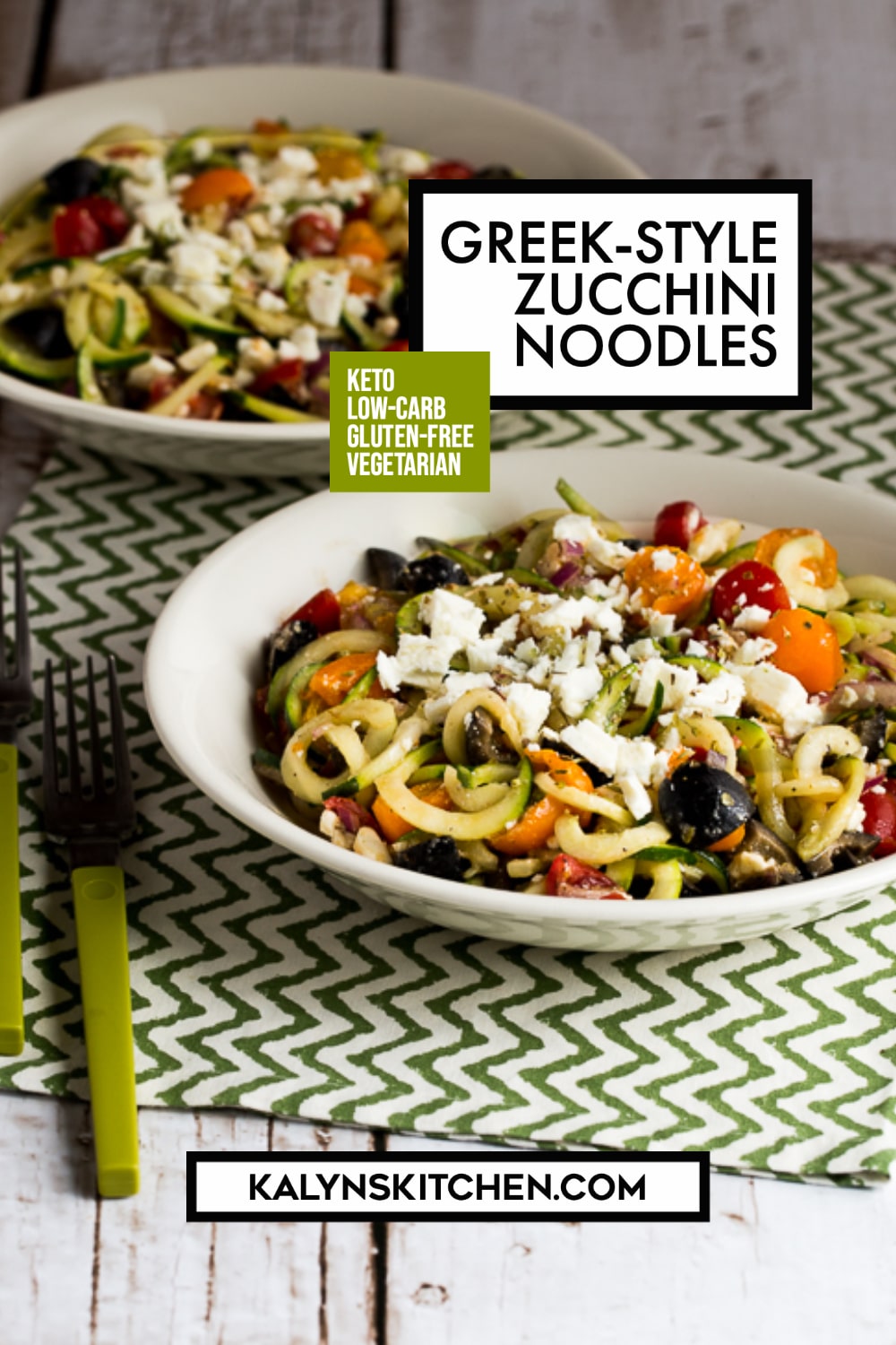 Pinterest image of Greek-Style Zucchini Noodles