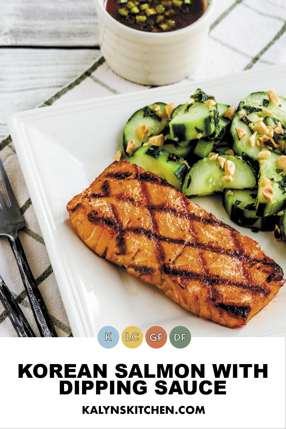 Pinterest image of Korean Salmon with Dipping Sauce