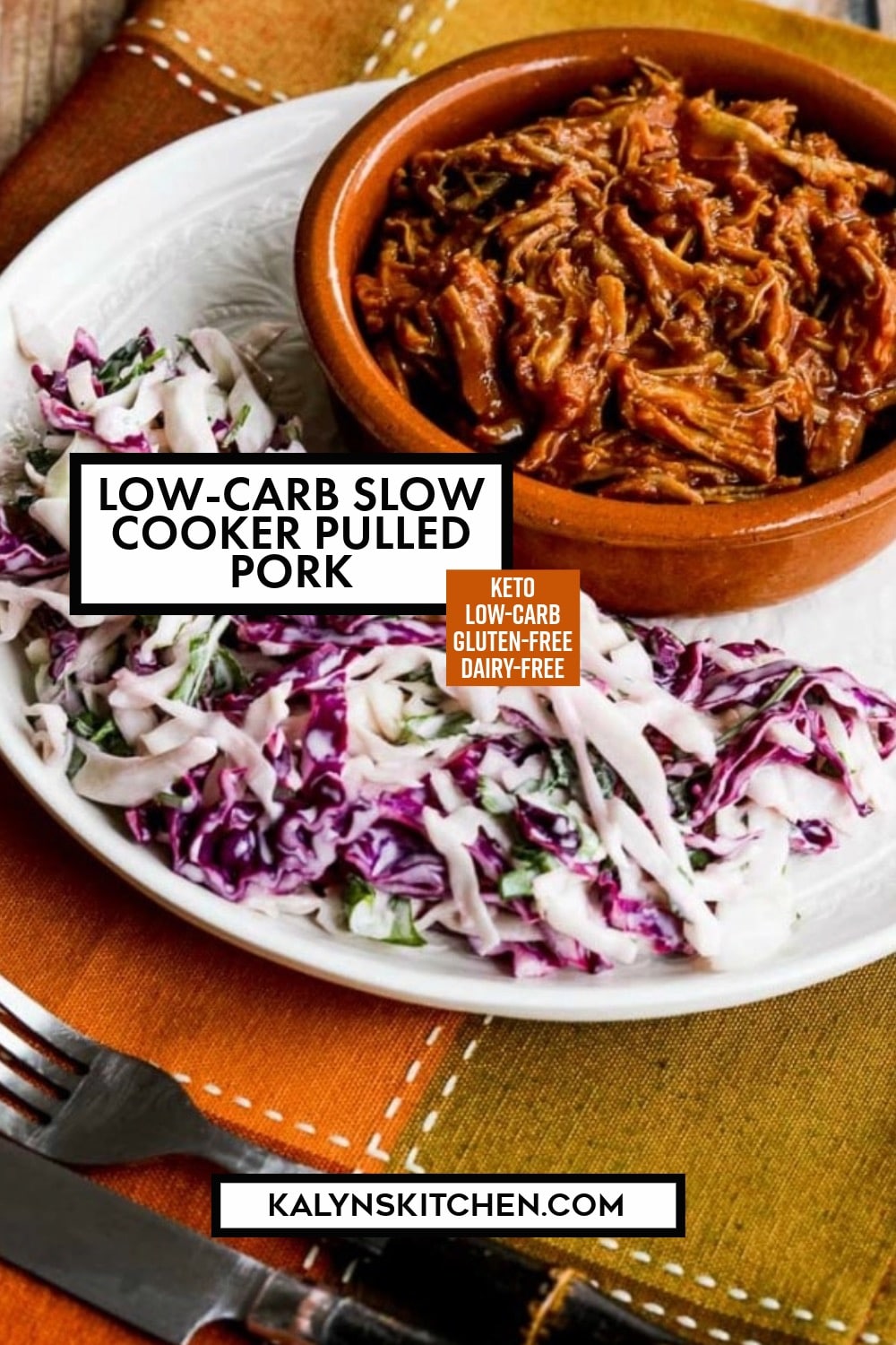 Pinterest image of Low-Carb Slow Cooker Pulled Pork