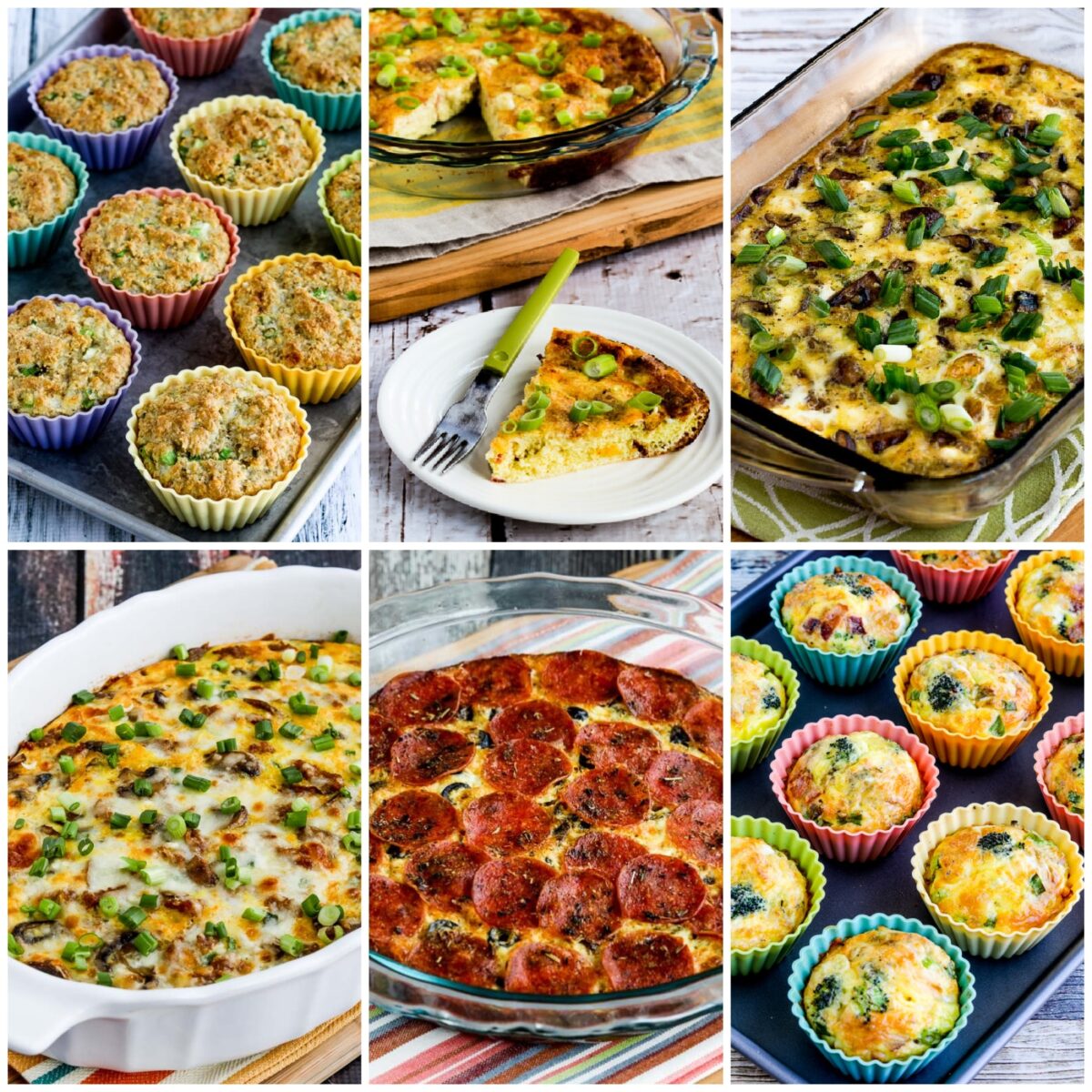 Low Carb and Keto Breakfasts to Bake on the Weekend and Eat All Week collage of featured recipes