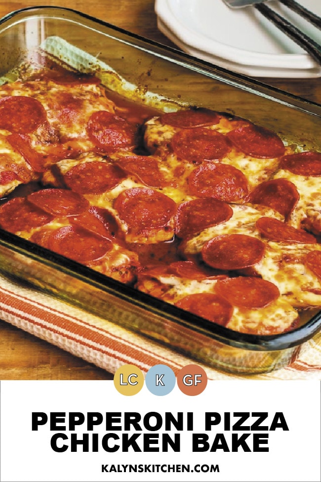 Pinterest image of Pepperoni Pizza Chicken Bake