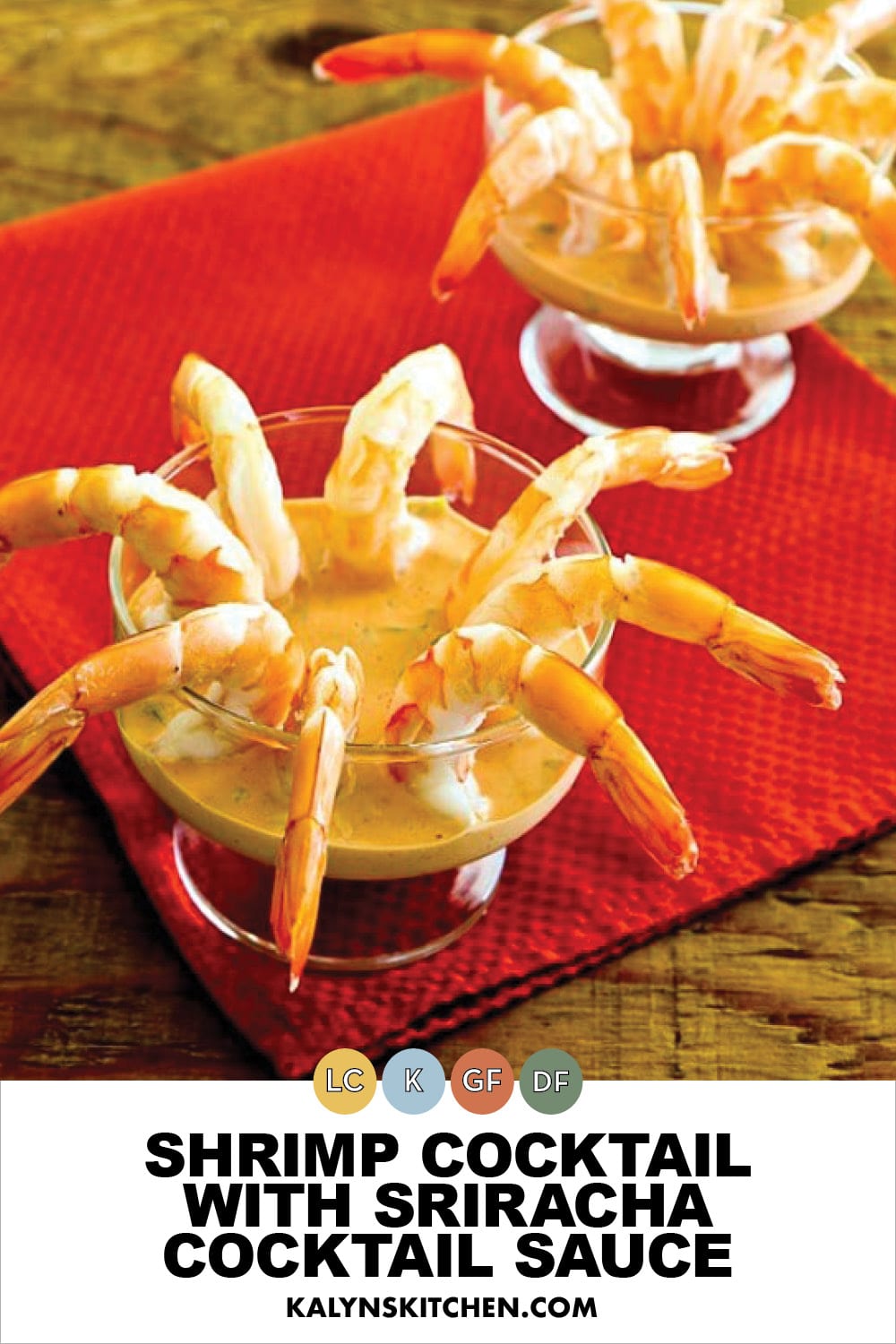 Pinterest image of Shrimp Cocktail with Sriracha Cocktail Sauce