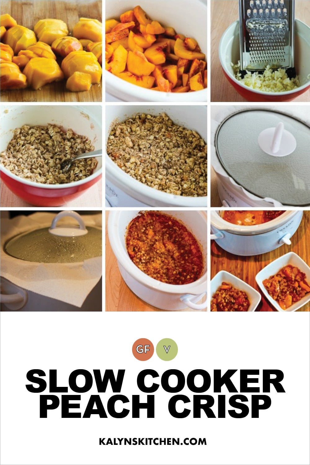 Pinterest image of Slow Cooker Peach Crisp