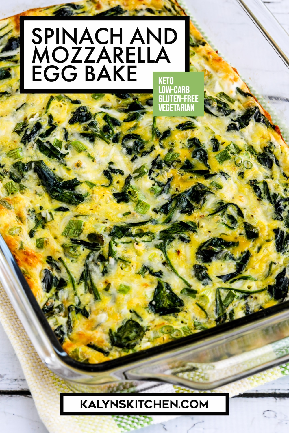 Pinterest image of Spinach and Mozzarella Egg Bake