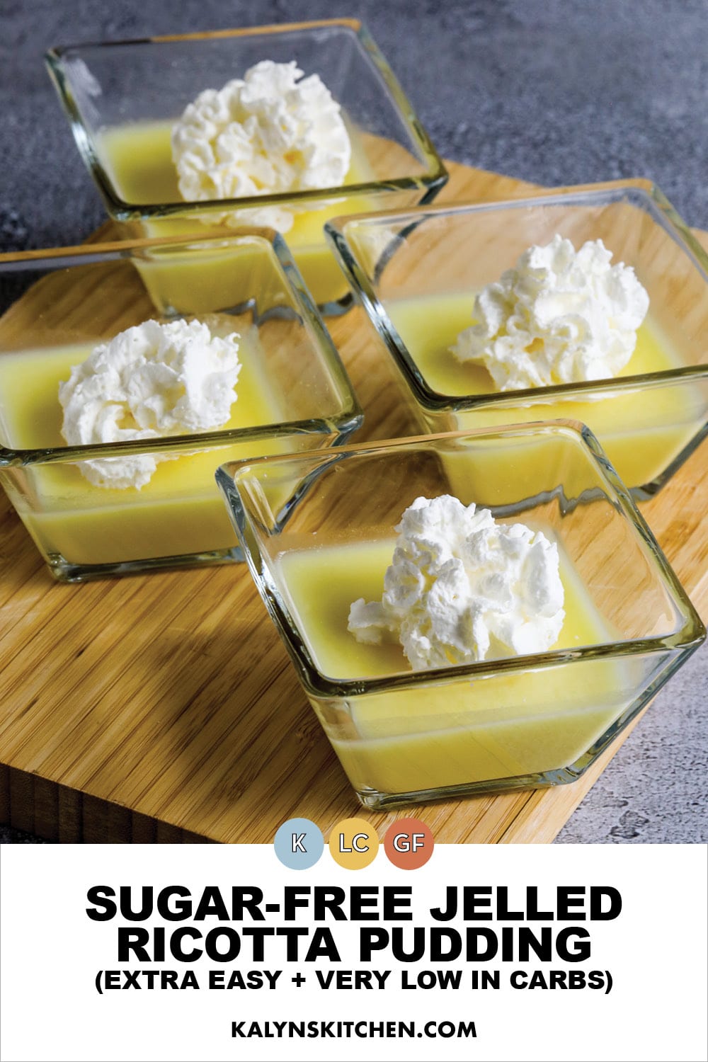 Pinterest image of Sugar-Free Jelled Ricotta Pudding