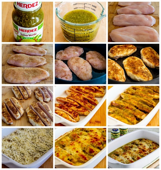 Salsa Verde Chicken Bake process shots collage