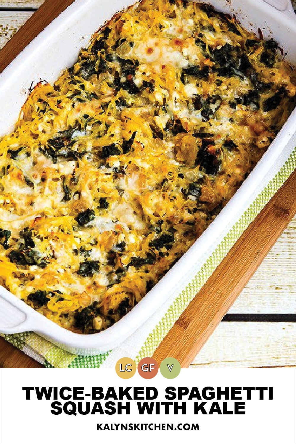 Pinterest image of Twice-Baked Spaghetti Squash with Kale