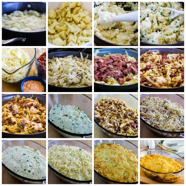 Leftover Corned Beef Low-Carb Reuben Bake process shots collage