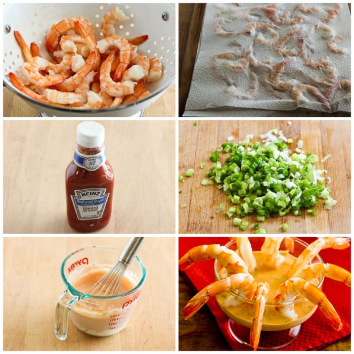 Shrimp Cocktail with Sriracha Cocktail Sauce collage image of steps for making the recipe